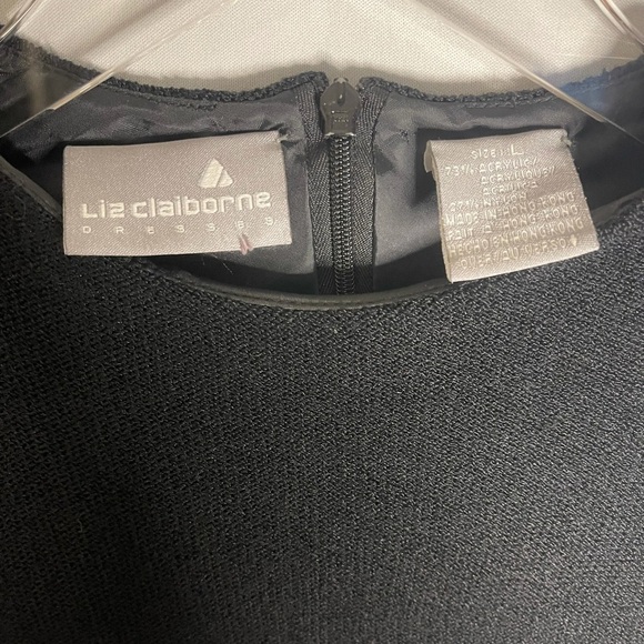 LIZ Claiborne Little Black Knit Sweater Dress High Neck Large - Picture 3 of 12